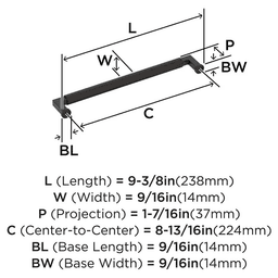 224mm Balata Cabinet Pull, Oil-Rubbed Bronze Alt 1 - Image