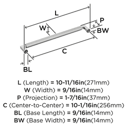 256mm Balata Cabinet Pull, Polished Nickel Alt 1 - Image
