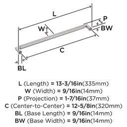 320mm Balata Cabinet Pull, Satin Nickel Alt 1 - Image