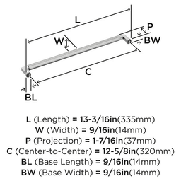 320mm Balata Cabinet Pull, Polished Nickel Alt 1 - Image
