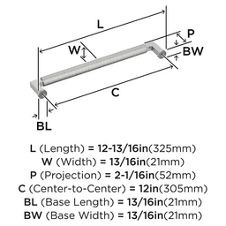 305mm Balata Appliance Pull, Satin Nickel Alt 1 - Image