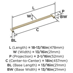 457mm Balata Appliance Pull, Golden Champagne Alt 1 - Image
