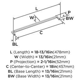 457mm Balata Appliance Pull, Satin Nickel Alt 1 - Image