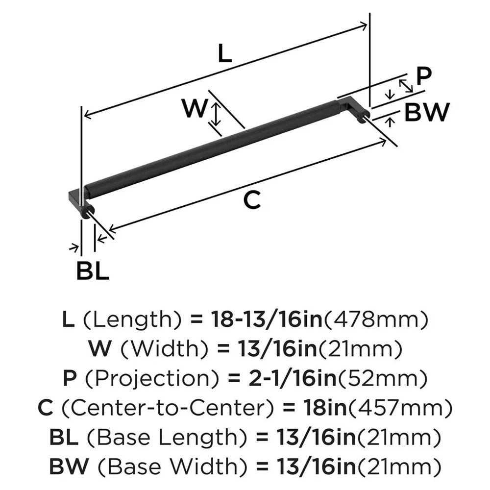 457mm Balata Appliance Pull, Matte Black Alt 1 - Image