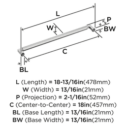 457mm Balata Appliance Pull, Polished Nickel Alt 1 - Image