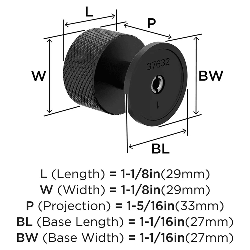 1-1/8" Balata Cabinet Knob, Matte Black Alt 1 - Image