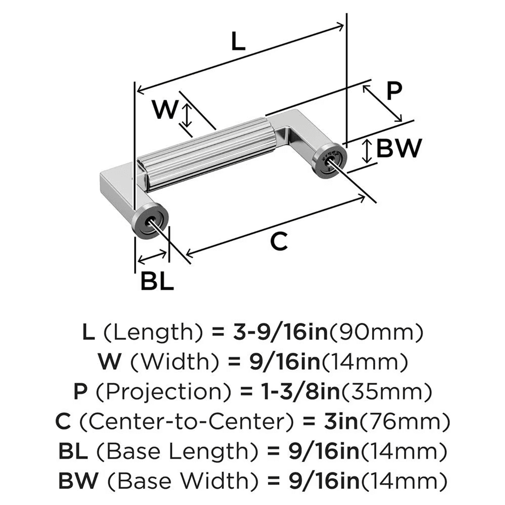 76mm Ballard Cabinet Pull, Polished Chrome Alt 1 - Image
