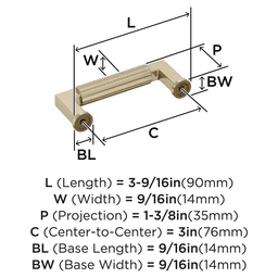 76mm Ballard Cabinet Pull, Golden Champagne Alt 1 - Image