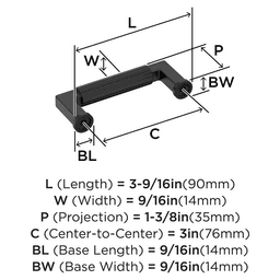 76mm Ballard Cabinet Pull, Matte Black Alt 1 - Image