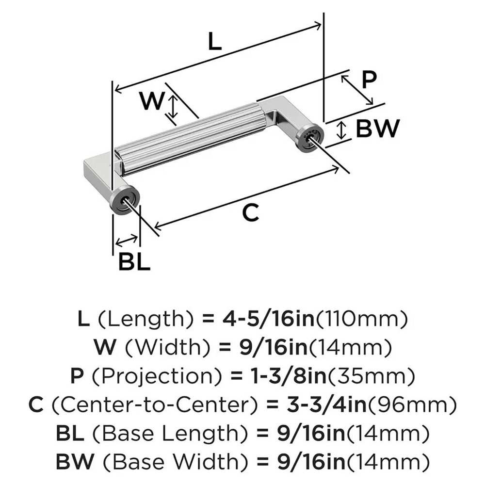 96mm Ballard Cabinet Pull, Polished Chrome Alt 1 - Image