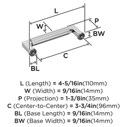 96mm Ballard Cabinet Pull, Polished Chrome Alt 1 - Image