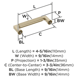 96mm Ballard Cabinet Pull, Golden Champagne Alt 1 - Image