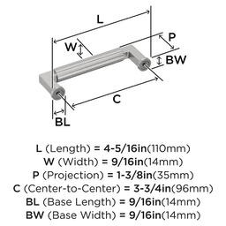 96mm Ballard Cabinet Pull, Satin Nickel Alt 1 - Image