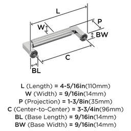 96mm Ballard Cabinet Pull, Polished Nickel Alt 1 - Image