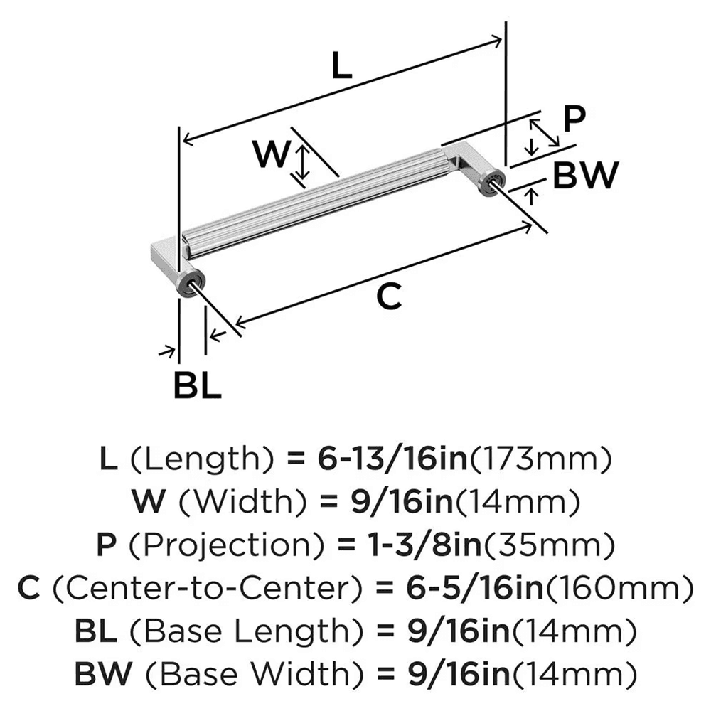 160mm Ballard Cabinet Pull, Polished Chrome Alt 1 - Image