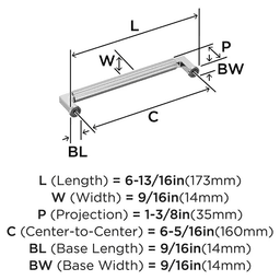 160mm Ballard Cabinet Pull, Polished Chrome Alt 1 - Image