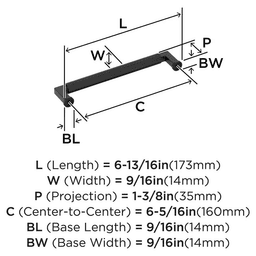 160mm Ballard Cabinet Pull, Matte Black Alt 1 - Image