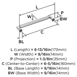 160mm Ballard Cabinet Pull, Polished Nickel Alt 1 - Image