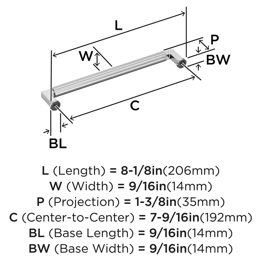 192mm Ballard Cabinet Pull, Polished Chrome Alt 1 - Image