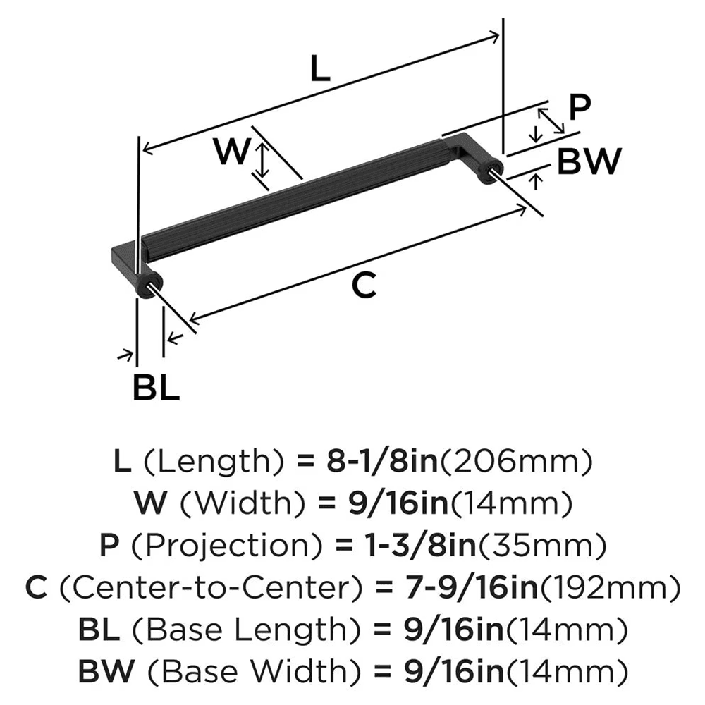 192mm Ballard Cabinet Pull, Matte Black Alt 1 - Image