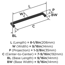 192mm Ballard Cabinet Pull, Matte Black Alt 1 - Image