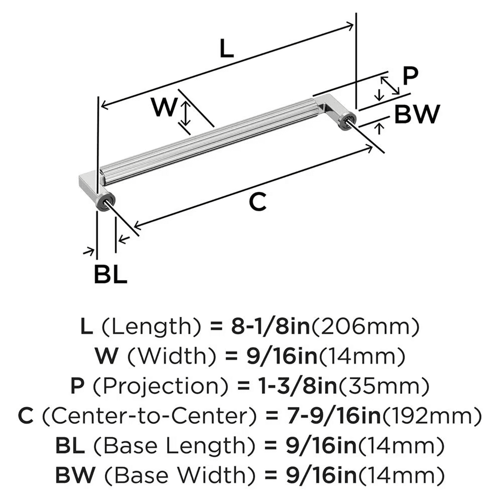 192mm Ballard Cabinet Pull, Polished Nickel Alt 1 - Image