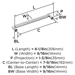 192mm Ballard Cabinet Pull, Polished Nickel Alt 1 - Image
