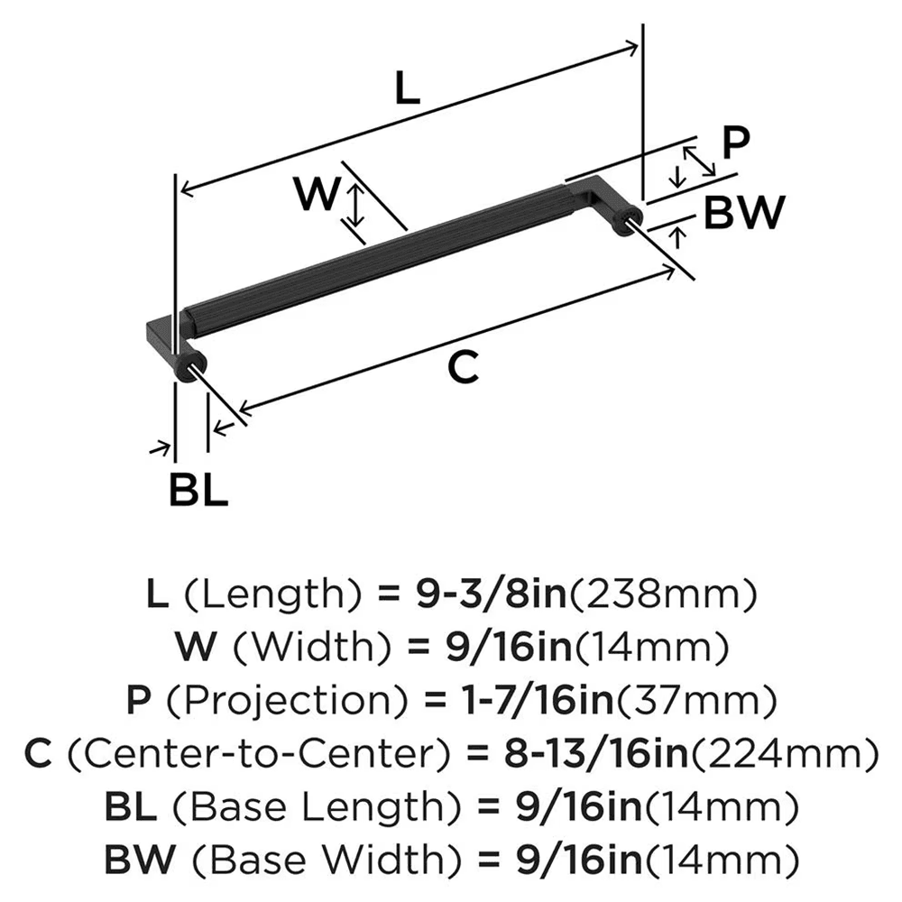 224mm Ballard Cabinet Pull, Matte Black Alt 1 - Image