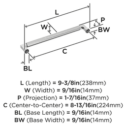 224mm Ballard Cabinet Pull, Polished Nickel Alt 1 - Image