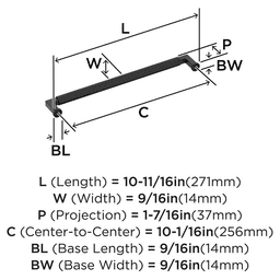 256mm Ballard Cabinet Pull, Matte Black Alt 1 - Image