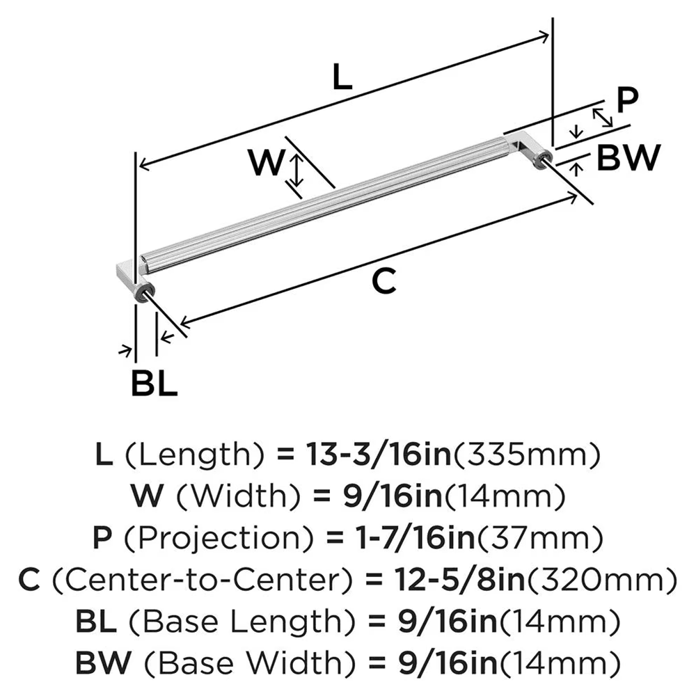 320mm Ballard Cabinet Pull, Polished Chrome Alt 1 - Image