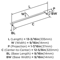 320mm Ballard Cabinet Pull, Polished Chrome Alt 1 - Image