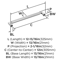 305mm Ballard Appliance Pull, Polished Chrome Alt 1 - Image