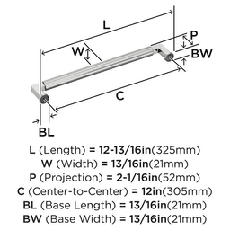 305mm Ballard Appliance Pull, Polished Nickel Alt 1 - Image