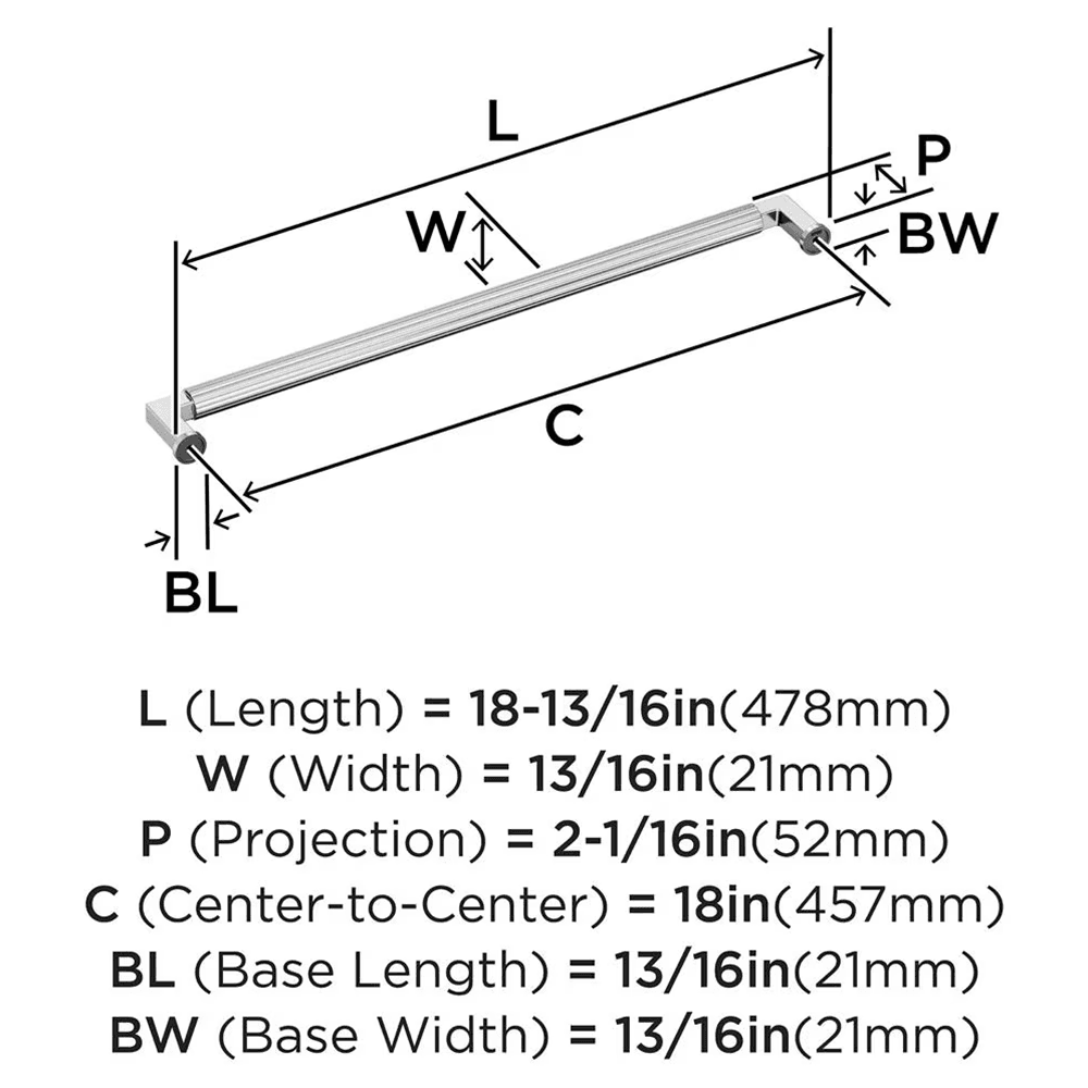 457mm Ballard Appliance Pull, Polished Chrome Alt 1 - Image