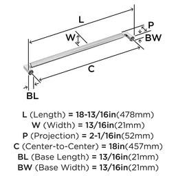 457mm Ballard Appliance Pull, Polished Chrome Alt 1 - Image