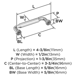 3-3/4" Coble Cabinet Pull, Satin Nickel Alt 1 - Image