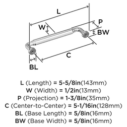 5-1/16" Coble Cabinet Pull, Satin Nickel Alt 1 - Image