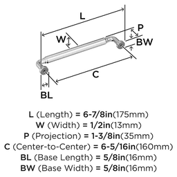 6-5/16" Coble Cabinet Pull, Satin Nickel Alt 1 - Image