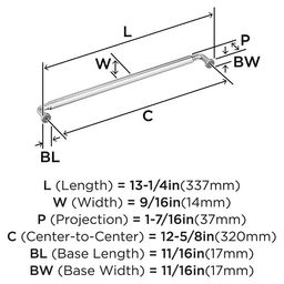 12-5/8" Coble Cabinet Pull, Satin Nickel Alt 1 - Image