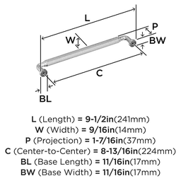 8-13/16" Collet Cabinet Pull, Satin Nickel Alt 1 - Image