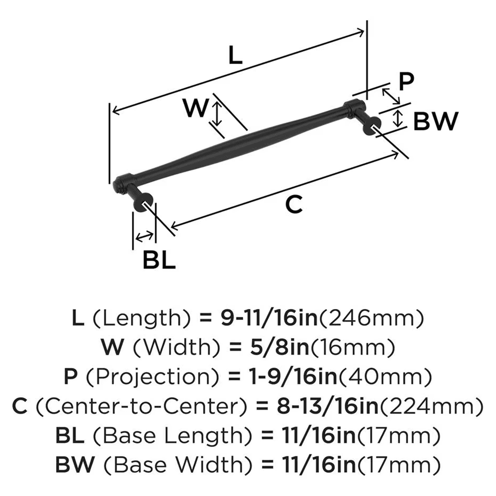 224mm Enlivity Cabinet Pull, Matte Black Alt 1 - Image
