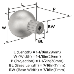 29mm Cowrie Cabinet Knob, Satin Nickel Alt 1 - Image