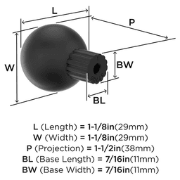 29mm Cowrie Cabinet Knob, Matte Black Alt 1 - Image