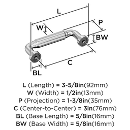 3" Cowrie Cabinet Pull, Matte Black Alt 1 - Image