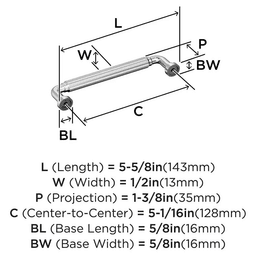 5-1/16" Cowrie Cabinet Pull, Satin Nickel Alt 1 - Image