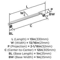 305mm Cowrie Appliance Pull, Polished Chrome Alt 1 - Image