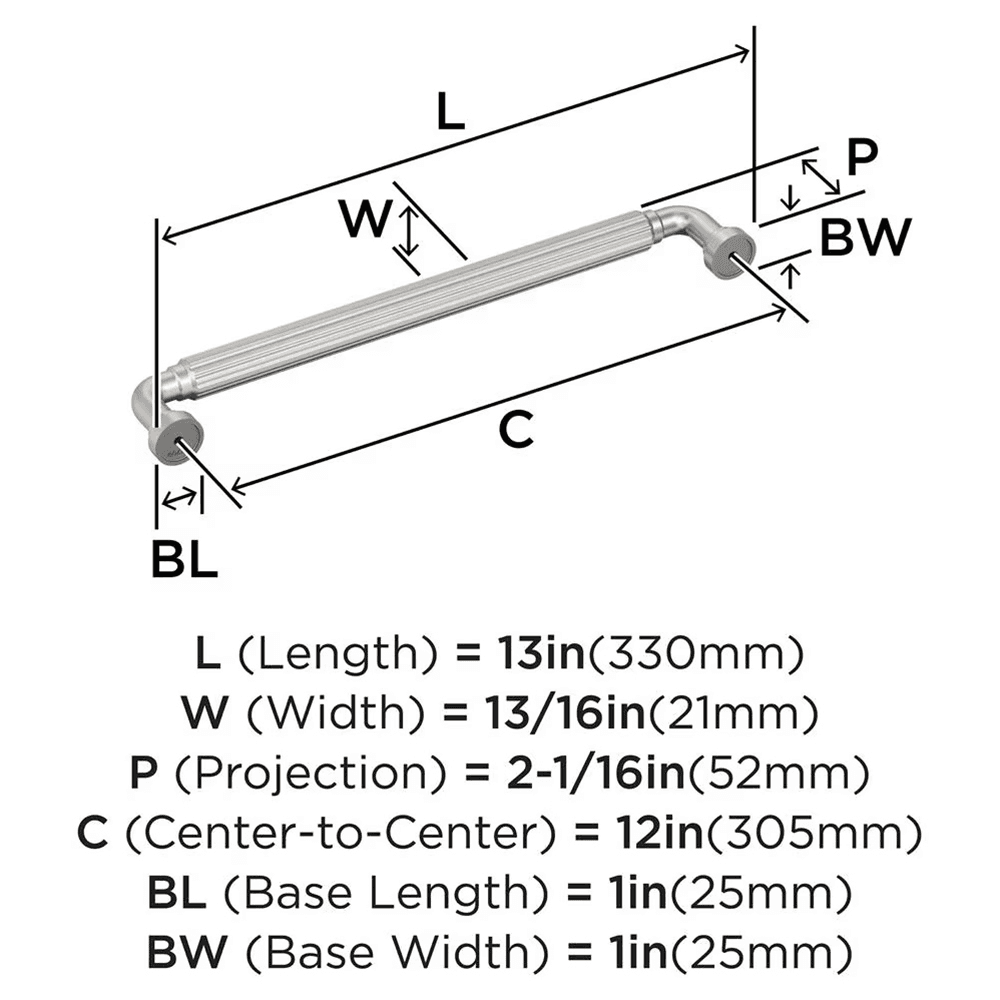 305mm Cowrie Appliance Pull, Satin Nickel Alt 1 - Image