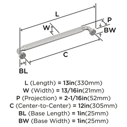 305mm Cowrie Appliance Pull, Satin Nickel Alt 1 - Image
