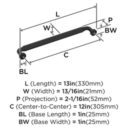 305mm Cowrie Appliance Pull, Matte Black Alt 1 - Image